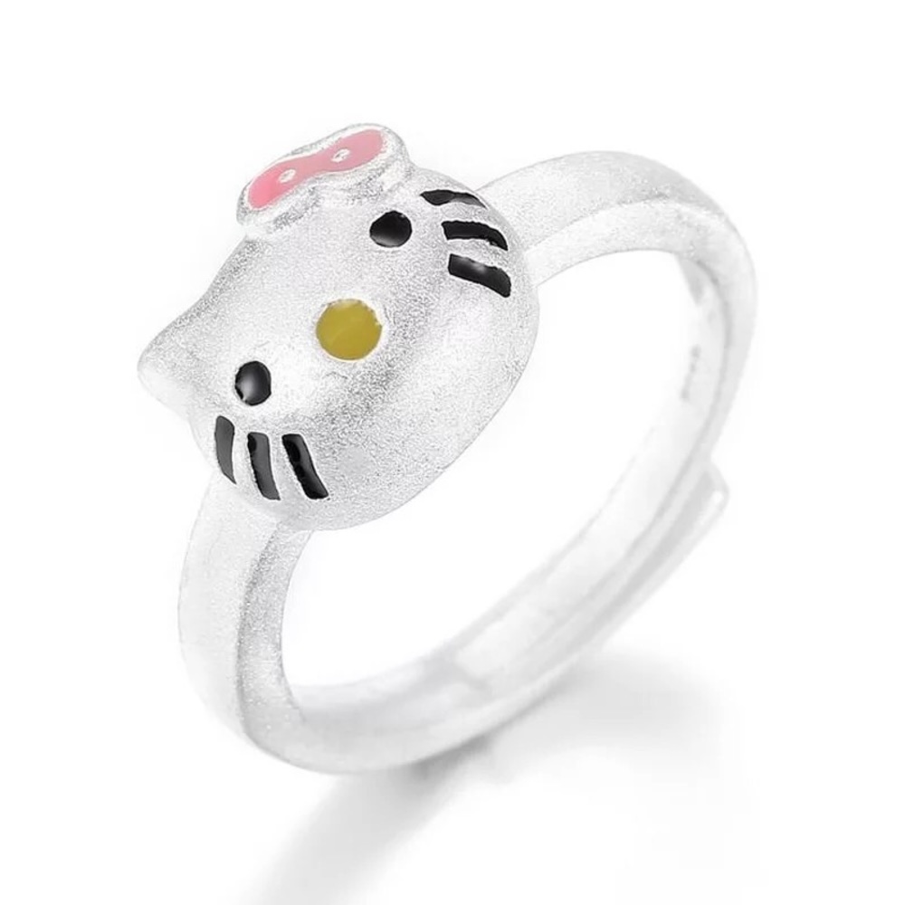 Hello kitty ring adjustable silver womens cute